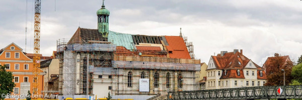 Oswaldkirche Regensburg Baustelle Donau Panorama